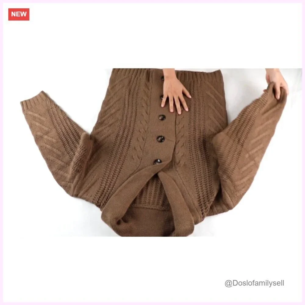 Men's Cable Knit Cardigan Shawl Collar Loose Fit Long Sleeve Sweater